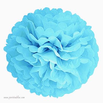 Rosace Pompon Fleur Papier de Soie Bleu Aqua