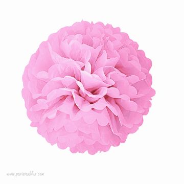 Rosace Pompon Fleur Papier de Soie Rose Poudre