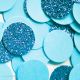 Gros confettis ronds bleu à paillettes