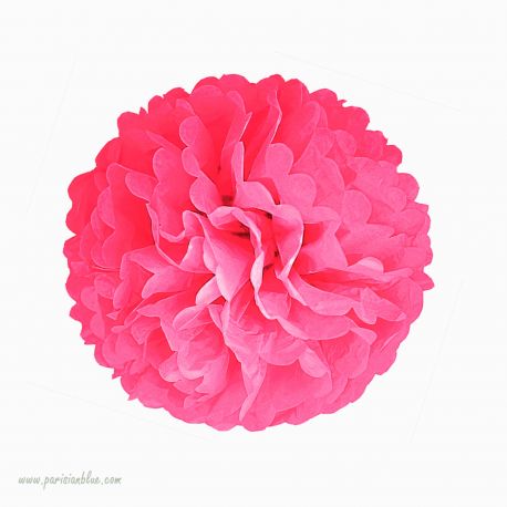 rosace-pompon-fleur-papier-de-soie-rose-fuschia-chambre-bébé-fille
