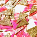 Confettis marbrés rose et paillettes or