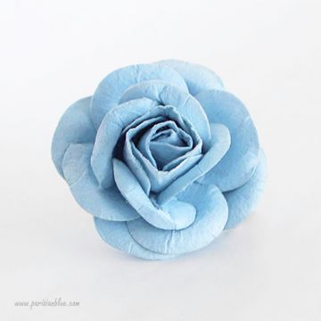 Barrette cheveux rose fleur bleu givré