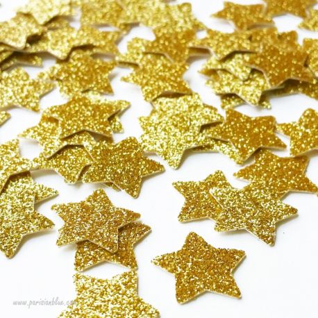 Confettis étoiles à paillettes or
