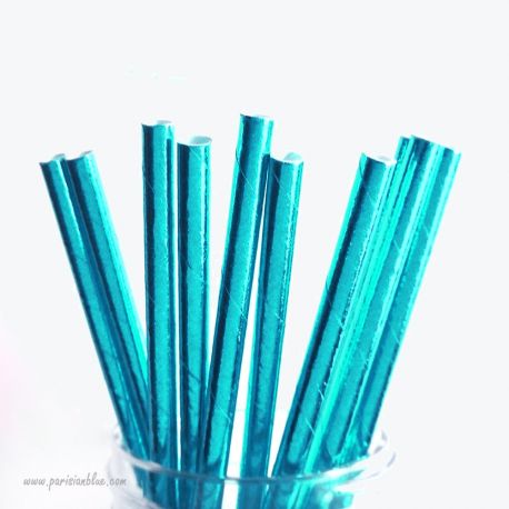 pailles papier retro mylar pailles papier aluminium aqua turquoise bleu anniversaire enfant reine des neiges 
