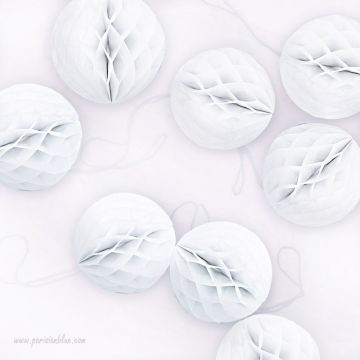 guirlande de mini boule alvéolée boule nid d'abeille papier de soie blanc honeycomb ball annievraire enfant mariage