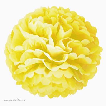 Rosace Pompon Fleur Papier de Soie Jaune