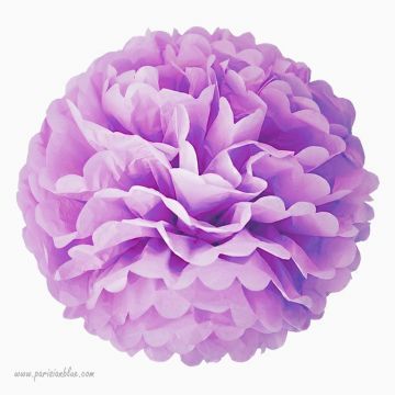 Rosace Pompon Fleur Papier de Soie Lilas